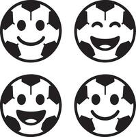 Funny Soccer Ball Emoji Icons Set vector