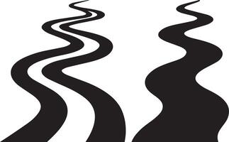 Curved Road Path Silhouette Icon Set vector