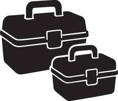 Toolbox Icon Set, Black Silhouette Tool Case Clipart vector