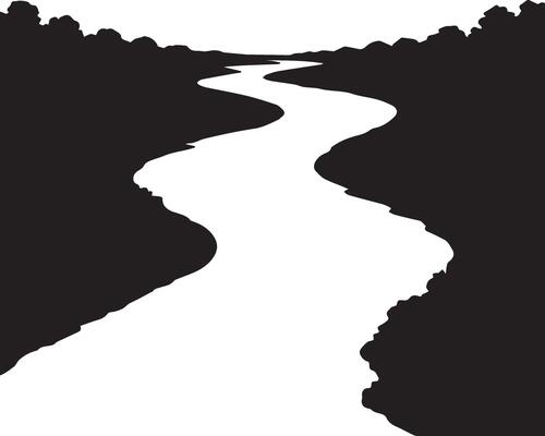 River Landscape Silhouette Illustration