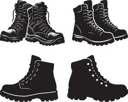 Combat and Hiking Boots Icon Set vector