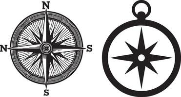 Compass Rose and Navigation Icon Set vector