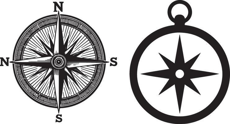 Compass Rose and Navigation Icon Set
