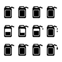 Gasoline can icon sequence showing fuel level vector