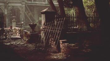 CGI Ruins of an old European mansion with ornate gates and overgrown grounds video