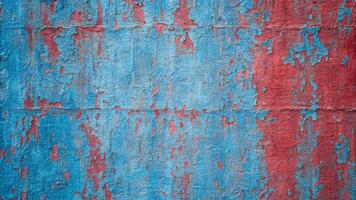 Blue and red paint on the wall abstract background and texture. photo