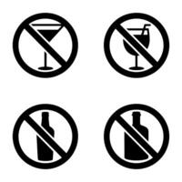 No alcohol allowed four prohibition signs vector