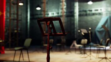 CGI Old opera house interior with music stand in preparation for a performance video