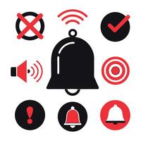 Notification icons bell alert and status symbols vector