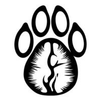 Stylized black paw print with flame design vector