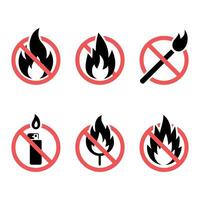 Collection of no fire icons and symbols vector