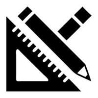Black and white icon of pencil ruler and triangle vector