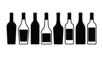 Simple Black and White Bottles with Labels On White Background. vector
