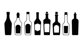 Set OF Simple Black and White Bottles with Labels On White Background. vector