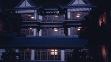 CGI Stunning view of the shogun residence illuminated at night in Japan video