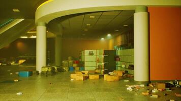 CGI Destruction in abandoned store after thieves raid the premises at night video