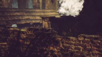 CGI Old textured brick wall in a daylit, abandoned rural setting video