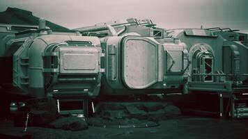 CGI Colonist habitat structures on a distant planet during a cloudy day video