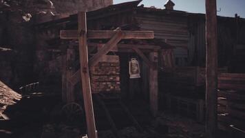 CGI Abandoned wooden structure in a deserted mining town during the afternoon video