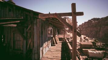 CGI A rustic cabin with a lantern in a desert landscape video