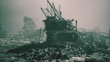 CGI Desolation of a city devastated by military action during conflict video