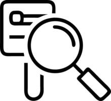 Magnifying glass over a document icon representing search or analysis in a simple line drawing style vector