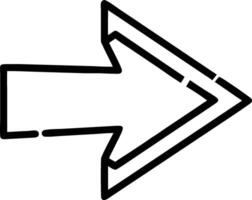 A simple black outline drawing of an arrow pointing right with a double line design element shown here vector