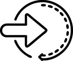 Circular arrow icon with dashed line and turn back arrow indicating a looping process flow icon vector