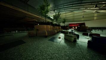CGI Exploring an abandoned airport terminal with neglected seating video