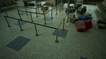CGI Exploring an abandoned airport terminal with scattered luggage video