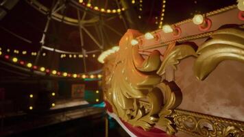 CGI Empty amusement park at night with colorful lights and quiet rides video