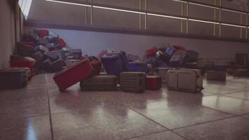 CGI Abandoned airport terminal with scattered luggage left behind in disarray video