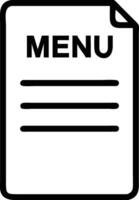 Illustration of a menu document with the word menu and some lines on a white background page vector