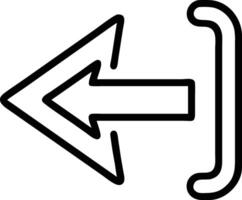 Black outline of an arrow pointing left with a vertical bar on the right side of the arrow shape vector