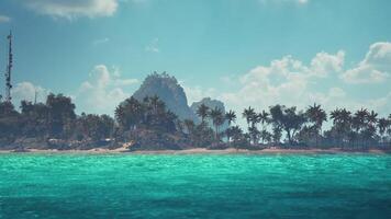 CGI Stunning turquoise waters and lush palm trees on a Seychelles beach video