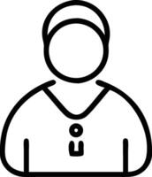 Outline drawing of a person with a head covering and a buttoned shirt in a simple style vector