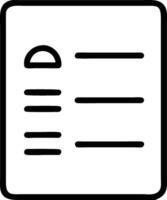 Illustration of a document with a header and three lines of text in a simple outline style vector