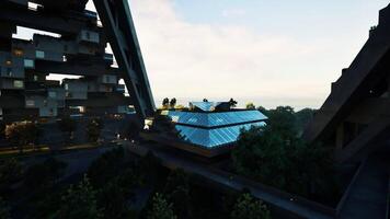 CGI Modern architecture blending nature with innovative design in a serene setting video
