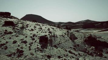 CGI Vast Mongolian landscape with rolling hills and rocky terrain under a clear sky video