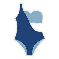 Sticker featuring various beach and summer-related items such as blue bikini. vector