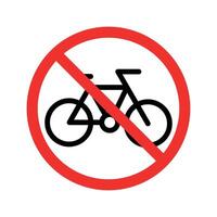 No cycling sign. Bicycle icon with a red circle crossed out vector