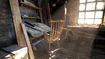 CGI Vintage workshop with sunlit interior and old carpentry tools video