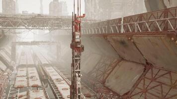 CGI Old destroyed oil terminal showcasing rusted infrastructure and decay video
