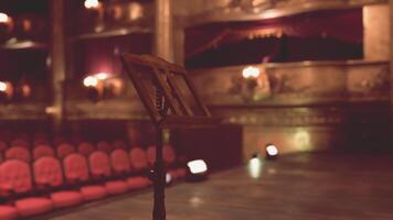 CGI Old opera house stage with empty seats waiting for a performance to start video