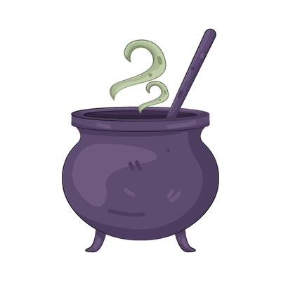 Steaming Purple Cauldron with Potion
