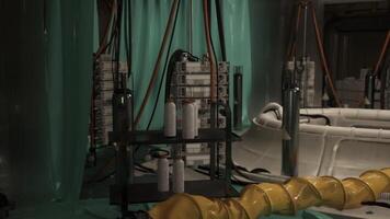 CGI Scientific research equipment in a secret laboratory bunker setting video