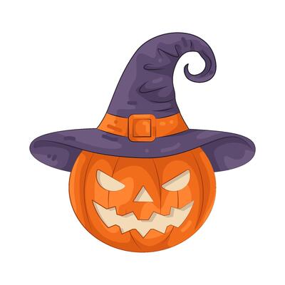 Pumpkin with Witch Hat