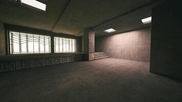 CGI Spacious interior with concrete walls and large windows in a modern setting video