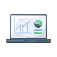 Laptop Displaying Business Data and Graph vector