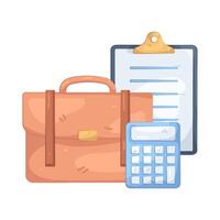 Briefcase with Calculator and Clipboard vector